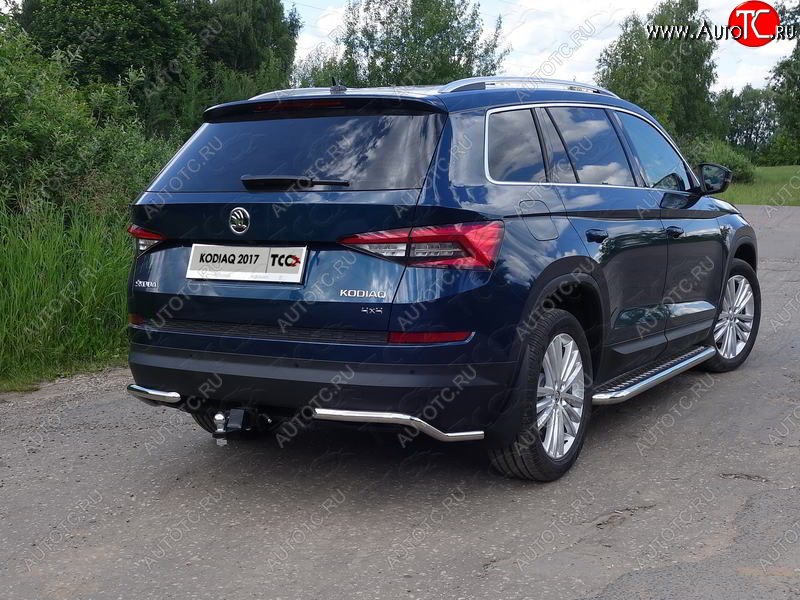 13 999 р. Защита заднего бампера (уголки, d42,4 мм) TCC Skoda Kodiaq NU7 дорестайлинг (2017-2021)  с доставкой в г. Королёв