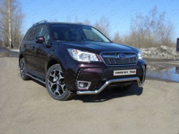 Защита переднего бампера кенгурин 60,3 мм ТСС Тюнинг Subaru Forester SJ дорестайлинг (2012-2016)  (нержавейка)