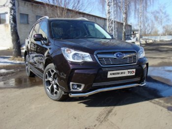 20 599 р. Защита переднего бампера нижняя d60,3 мм ТСС Тюнинг  Subaru Forester  SJ (2012-2016) дорестайлинг (нержавейка)  с доставкой в г. Королёв. Увеличить фотографию 1