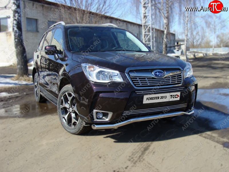 21 799 р. Защита переднего бампера нижняя d60,3 мм ТСС Тюнинг Subaru Forester SJ дорестайлинг (2012-2016) (нержавейка)  с доставкой в г. Королёв