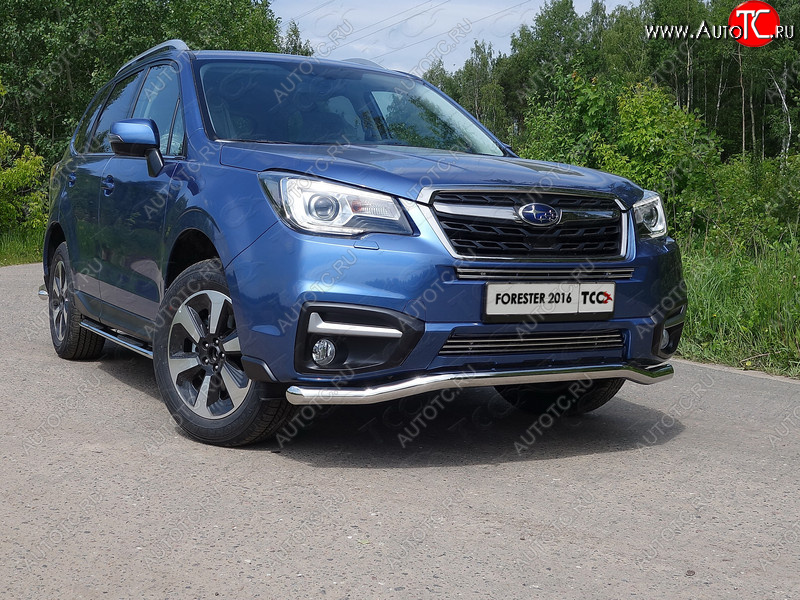 21 799 р. Защита переднего бампера нижняя d60,3 мм ТСС Тюнинг Subaru Forester SJ рестайлинг (2016-2019) (нрежавейка)  с доставкой в г. Королёв