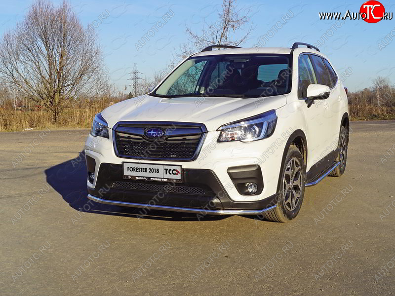 21 799 р. Защита переднего бампера нижняя d42,4 мм ТСС Тюнинг Subaru Forester SK/S14 дорестайлинг (2018-2021) (нержавейка)  с доставкой в г. Королёв