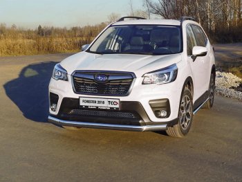 25 499 р. Защита переднего бампера нижняя овальная 75х42 мм ТСС Тюнинг  Subaru Forester  SK/S14 (2018-2021) дорестайлинг (нержавейка)  с доставкой в г. Королёв. Увеличить фотографию 1