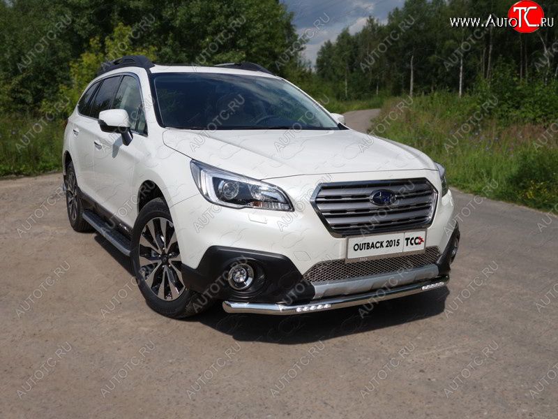 39 999 р. Защита переднего бампера нижняя с ДХО 60,3 мм ТСС Тюнинг  Subaru Outback  BS/B15 (2014-2018) дорестайлинг универсал (нержавейка)  с доставкой в г. Королёв