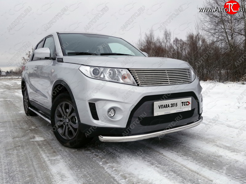 16 899 р. Защита переднего бампера нижняя d60,3 мм ТСС Тюнинг Suzuki Vitara LY дорестайлинг (2015-2019) (нержавейка)  с доставкой в г. Королёв