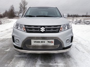 Защита переднего бампера нижняя овальная 75х42 мм ТСС Тюнинг Suzuki Vitara LY дорестайлинг (2015-2019)  (нержавейка)