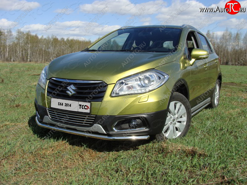 15 549 р. Защита переднего бампера нижняя d42,4 мм ТСС Тюнинг Suzuki SX4 JYB, JYA хэтчбэк дорестайлинг (2013-2016) (нержавейка)  с доставкой в г. Королёв