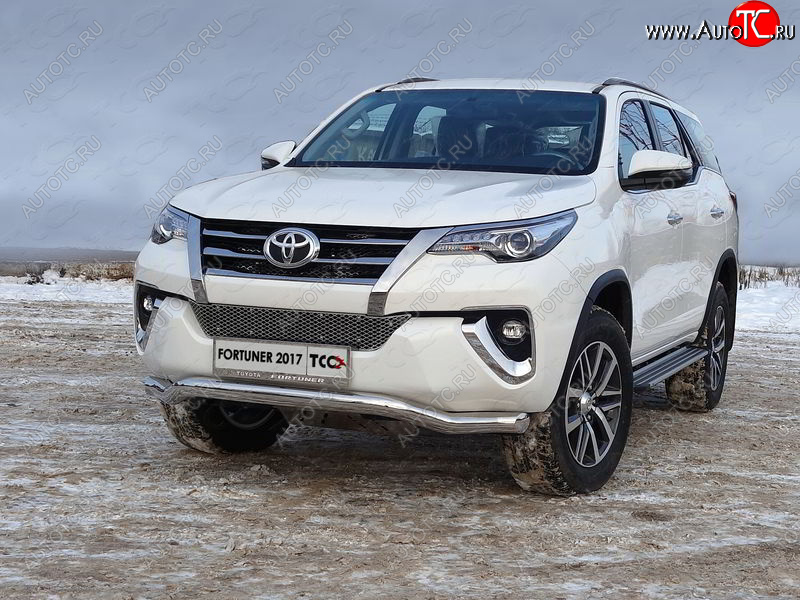 29 599 р. Защита переднего бампера волна d76,1 мм ТСС Тюнинг  Toyota Fortuner  AN160 (2015-2020) дорестайлинг (нержавейка)  с доставкой в г. Королёв