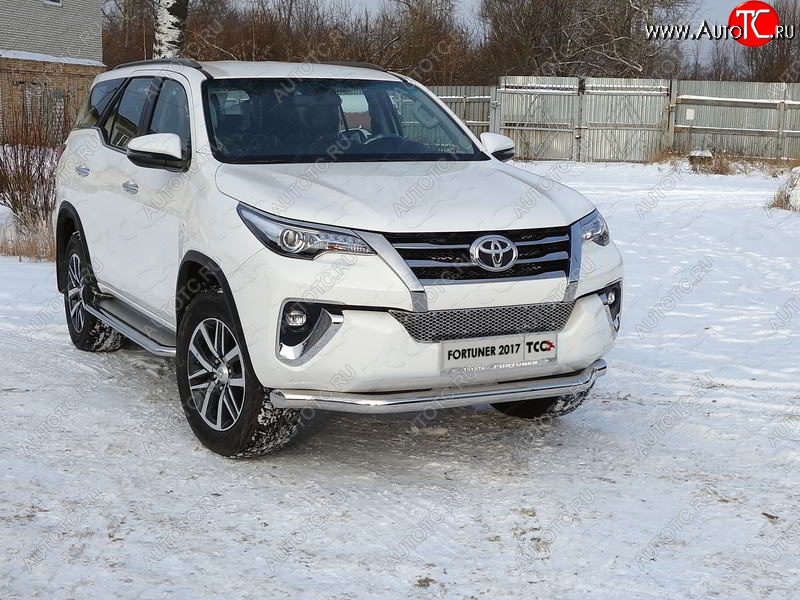 26 499 р. Защита переднего бампера нижняя 76,1 мм ТСС Тюнинг  Toyota Fortuner  AN160 (2015-2020) дорестайлинг (нержавейка)  с доставкой в г. Королёв