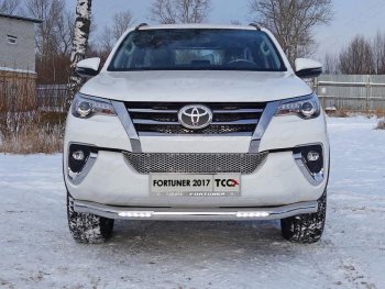 Защита переднего бампера нижняя с ДХО 76,1 мм ТСС Тюнинг Toyota (Тойота) Fortuner (Фортунер)  AN160 (2015-2020) AN160 дорестайлинг ()