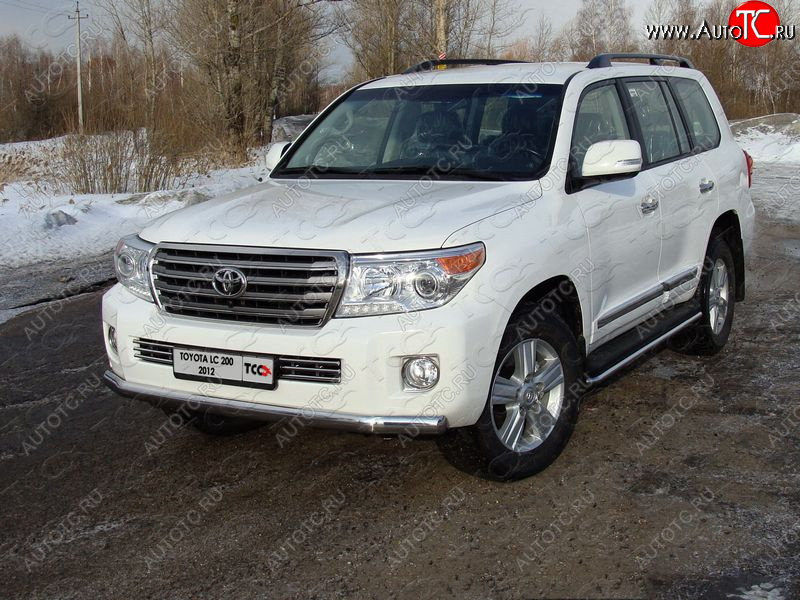 33 749 р. Защита передняя нижняя длинная 75*42 мм ТСС Тюнинг  Toyota Land Cruiser  200 (2012-2015) 1-ый рестайлинг (нержавейка)  с доставкой в г. Королёв