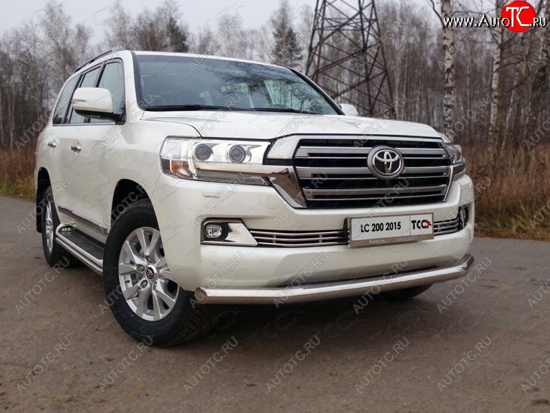 26 699 р. Защита переднего бампера нижняя d76,1 мм (кроме EXECUTIVE) ТСС Тюнинг  Toyota Land Cruiser  200 (2015-2021) 2-ой рестайлинг (нержавейка)  с доставкой в г. Королёв