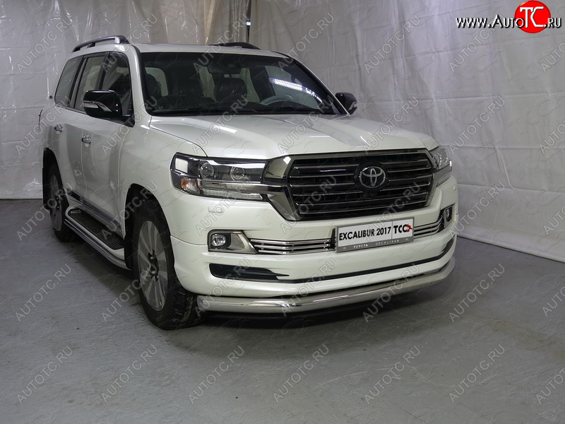 25 599 р. Защита переднего бампера нижняя d76,1 мм (EXCALIBUR) ТСС Тюнинг  Toyota Land Cruiser  200 (2015-2021) 2-ой рестайлинг (нержавейка)  с доставкой в г. Королёв