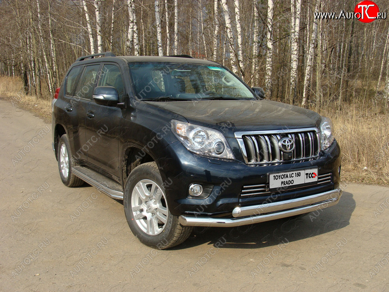 37 649 р. Защита переднего бампера нижняя d76,1*75 мм ТСС Тюнинг  Toyota Land Cruiser Prado  J150 (2009-2013) дорестайлинг (нержавейка)  с доставкой в г. Королёв