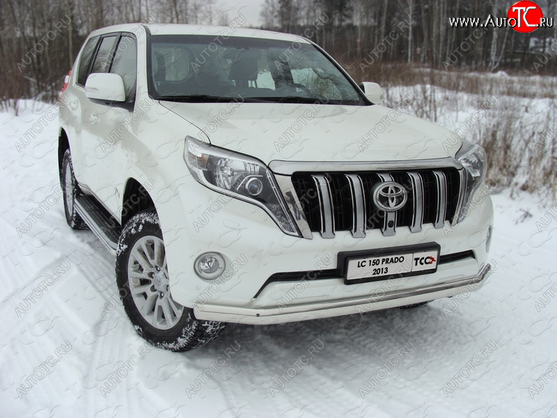 29 999 р. Защита переднего бампера нижняя 75*42 мм ТСС Тюнинг  Toyota Land Cruiser Prado  J150 (2013-2017) 1-ый рестайлинг (нержавейка)  с доставкой в г. Королёв