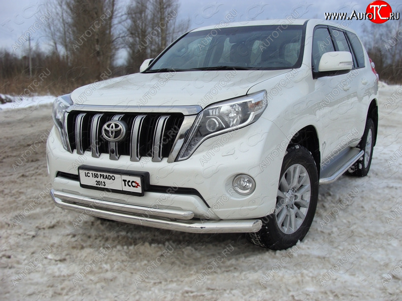 38 949 р. Защита переднего бампера нижняя d76,1*50,8 мм ТСС Тюнинг  Toyota Land Cruiser Prado  J150 (2013-2017) 1-ый рестайлинг (нержавейка)  с доставкой в г. Королёв