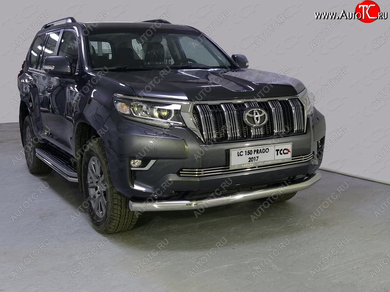 25 599 р. Защита переднего бампера нижняя 76,1 мм ТСС Тюнинг  Toyota Land Cruiser Prado  J150 (2017-2020) 2-ой рестайлинг (нержавейка)  с доставкой в г. Королёв