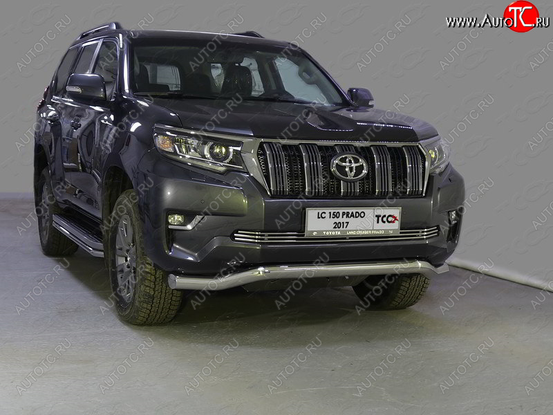 28 599 р. Защита переднего бампера волна d76,1 мм ТСС Тюнинг Toyota Land Cruiser Prado J150 2-ой рестайлинг (2017-2020) (нержавейка)  с доставкой в г. Королёв