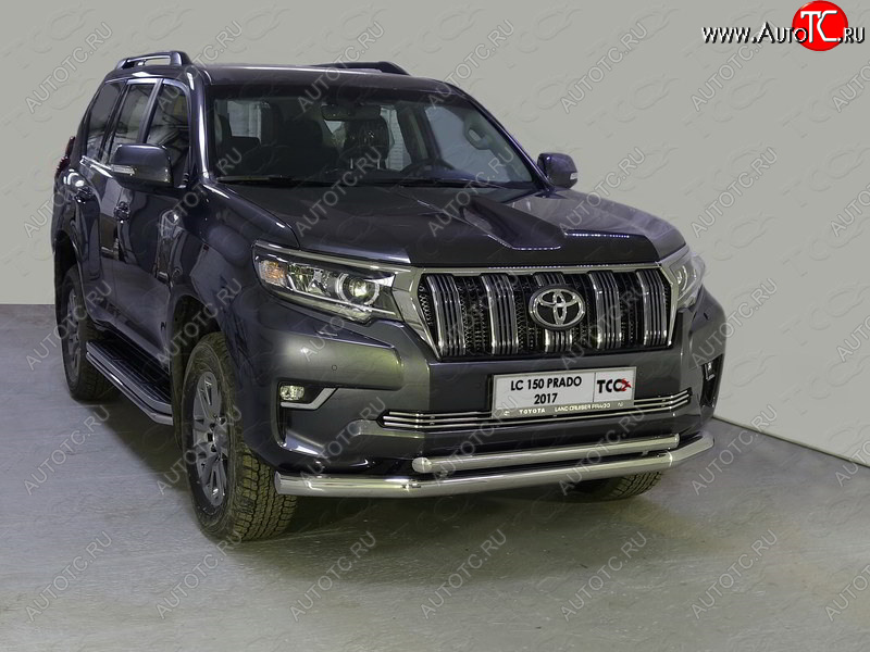 37 649 р. Защита передняя нижняя двойная 76,1*50,8 мм Тюнинг Toyota Land Cruiser Prado J150 2-ой рестайлинг (2017-2020) (нержавейка)  с доставкой в г. Королёв