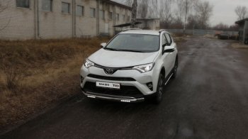 Защита переднего бампера нижняя овальная с ДХО 75х42 мм ТСС Тюнинг Toyota (Тойота) RAV4 (рав)  XA40 (2015-2019) XA40 5 дв. рестайлинг ()