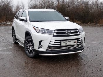 Защита переднего бампера нижняя d60,3 мм ТСС Тюнинг Toyota Highlander XU50 рестайлинг (2016-2020)  (нержавейка)