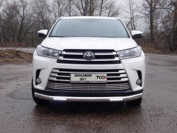 Защита переднего бампера нижняя овальная с ДХО 75х42 мм ТСС Тюнинг Toyota Highlander XU50 рестайлинг (2016-2020)  (нержавейка)