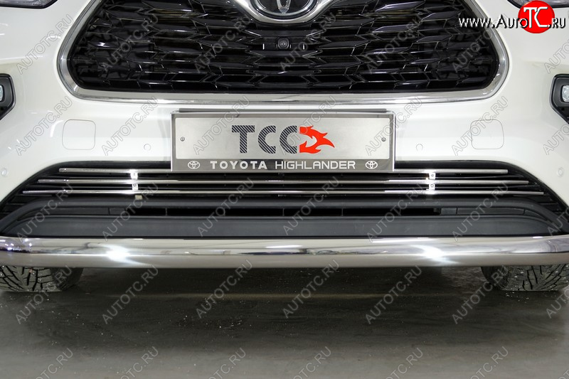 12 749 р. Нижняя декоративная вставка в бампер ТСС Тюнинг  Toyota Highlander  XU70 (2020-2025) (d 12 мм)  с доставкой в г. Королёв