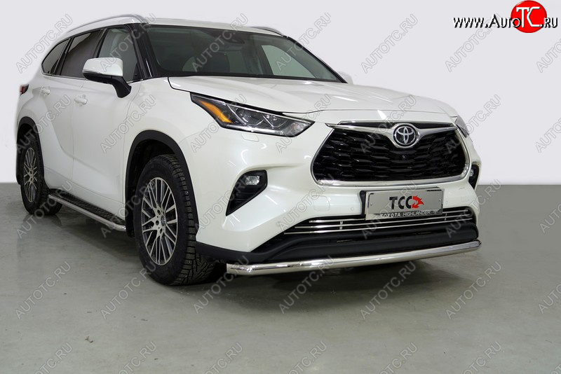 21 599 р. Защита переднего бампера нижняя d60,3 мм ТСС Тюнинг Toyota Highlander XU70 (2020-2025) (нержавейка)  с доставкой в г. Королёв