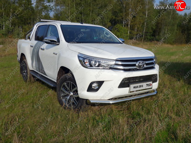 22 599 р. Защита переднего бампера нижняя d76,1 мм ТСС Тюнинг Toyota Hilux AN120 дорестайлинг (2016-2020) (нержавейка)  с доставкой в г. Королёв