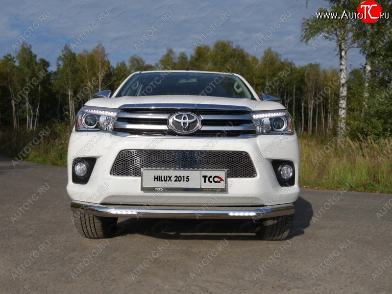 42 999 р. Защита переднего бампера нижняя с ДХО 76,1 мм ТСС Тюнинг  Toyota Hilux Revo (2015-2018) Double Cab дорестайлинг  с доставкой в г. Королёв