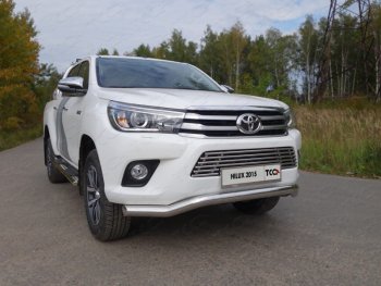 Защита переднего бампера кенгурин 76,1 мм ТСС Тюнинг Toyota Hilux AN120 дорестайлинг (2016-2020)