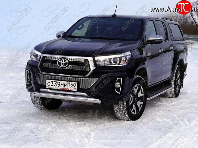 20 499 р. Защита переднего бампера нижняя 76,1 мм ТСС Тюнинг Toyota Hilux AN120 дорестайлинг (2016-2020) (нержавейка)  с доставкой в г. Королёв