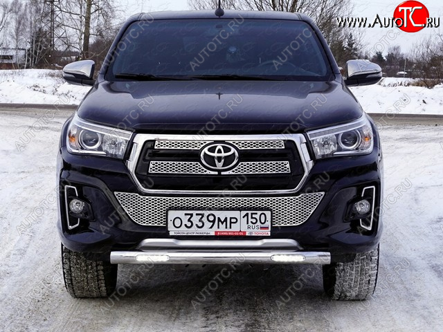 39 699 р. Защита переднего бампера нижняя с ДХО 76,1 мм ТСС Тюнинг Toyota Hilux AN120 1-ый рестайлинг (2017-2020) (нержавейка)  с доставкой в г. Королёв