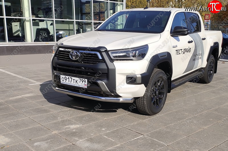 22 999 р. Защита переднего бампера нижняя 76,1 мм ТСС Тюнинг  Toyota Hilux  AN120 (2020-2024) 2-ой рестайлинг (нержавейка)  с доставкой в г. Королёв