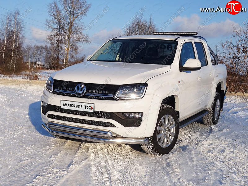 33 999 р. Защита передняя нижняя двойная 76,1*75 мм ТСС Тюнинг Volkswagen Amarok рестайлинг (2016-2022) (нержавейка)  с доставкой в г. Королёв