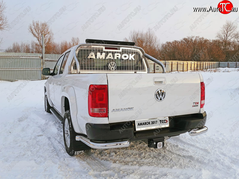 27 999 р. Защита задняя (уголки, нержавейка 76,1 мм) ТСС Тюнинг  Volkswagen Amarok (2016-2022) рестайлинг  с доставкой в г. Королёв