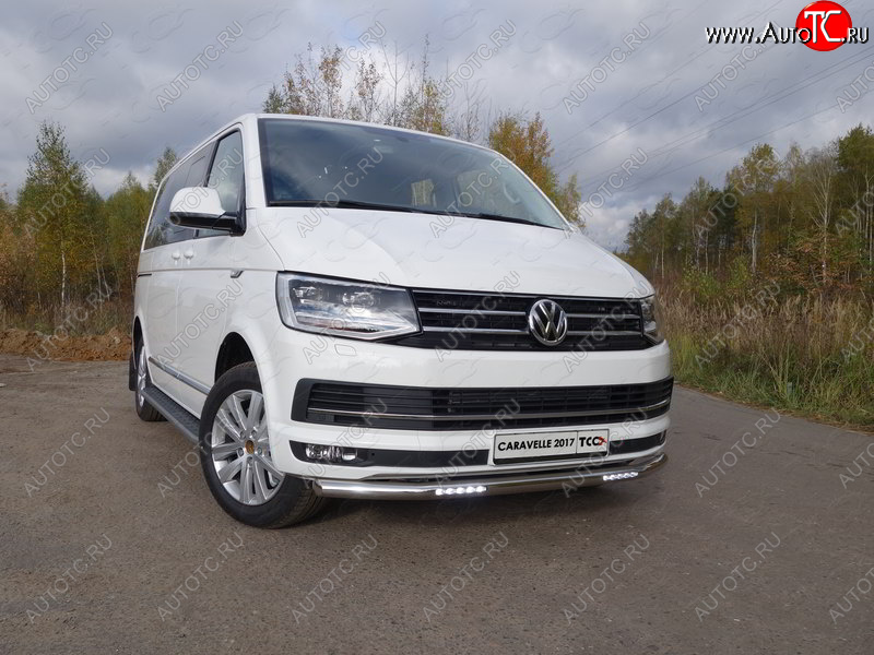 40 999 р. Защита переднего бампера нижняя с ДХО 60,3 мм ТСС Тюнинг  Volkswagen Caravelle  T6 (2015-2019) дорестайлинг (нержавейка)  с доставкой в г. Королёв