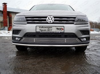 Нижняя декоративная вставка в бампер ТСС Тюнинг Volkswagen (Волксваген) Tiguan (Тигуан)  Mk2 (2016-2020) Mk2 дорестайлинг ()