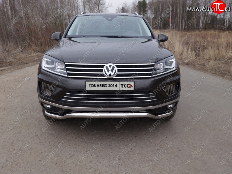 27 999 р. Защита передняя нижняя кенгурин 60,3 мм ТСС Тюнинг  Volkswagen Touareg  NF (2014-2018) рестайлинг (нержавейка)  с доставкой в г. Королёв