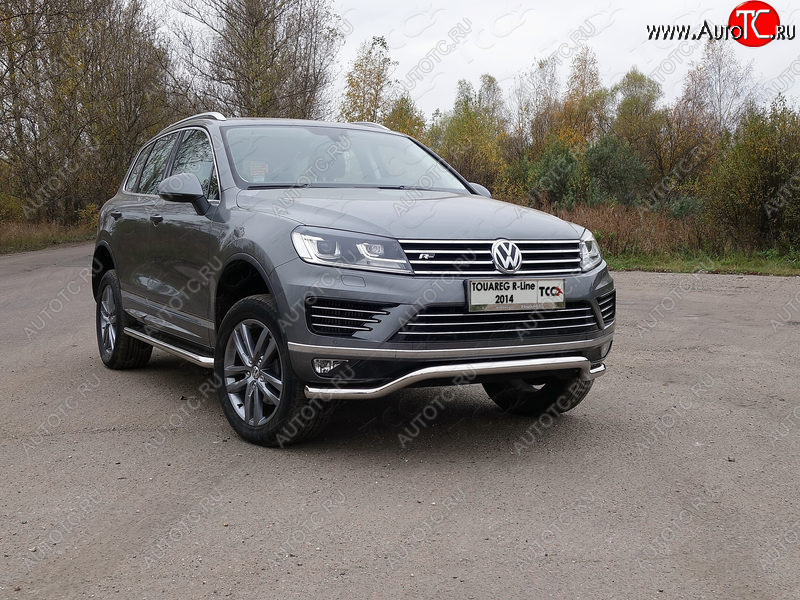 27 999 р. Защита передняя нижняя кенгурин 60,3 мм R-Line ТСС Тюнинг Volkswagen Touareg NF рестайлинг (2014-2018) (нержавейка)  с доставкой в г. Королёв