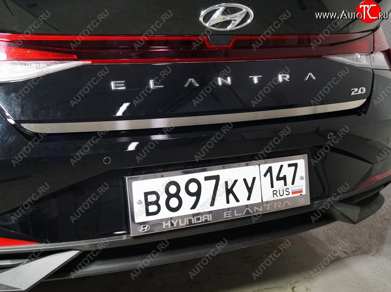 2 099 р. Накладка на заднюю дверь, ТСС Тюнинг  Hyundai Elantra  CN7 (2020-2023) (Лист шлифованный)  с доставкой в г. Королёв