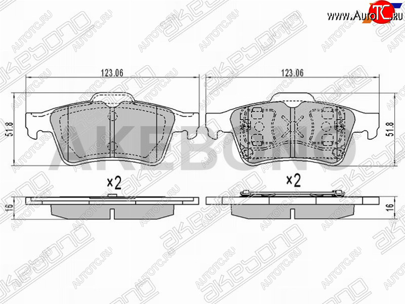 2 599 р. Колодки тормозные задние RH-LH SAT  Ford Focus (2,  3,  CEW), Mazda 3/Axela (BK,  BL)  с доставкой в г. Королёв