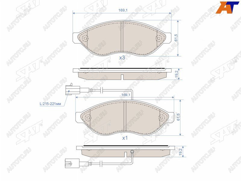 2 299 р. Колодки тормозные перед FL-FR SAT Peugeot Boxer 290 (2014-2025)  с доставкой в г. Королёв