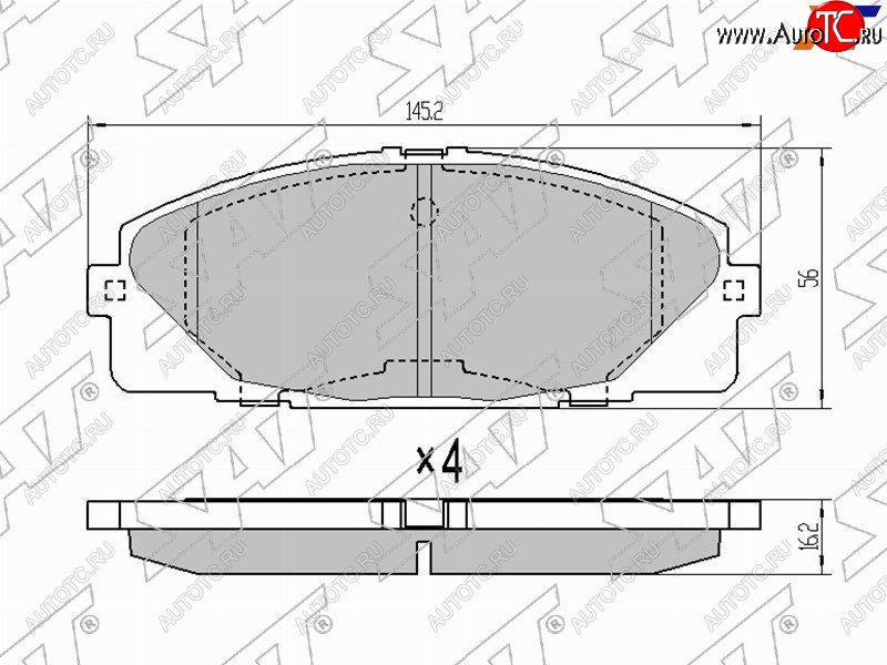 2 249 р. Колодки тормозные перед FL-FR SAT Toyota Hiace H200 минивэн (Япония) дорестайлинг  (2004-2007) (с керамическим наполнением)  с доставкой в г. Королёв