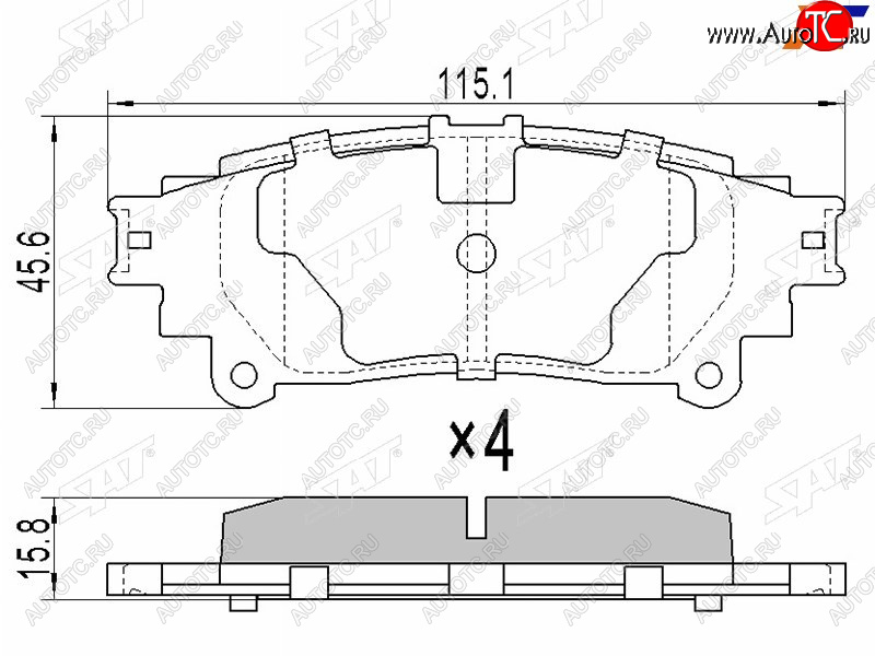 869 р. Колодки тормозные задние RH-LH SAT  Lexus RX350 ( XU30,  AL10,  AL20) (2003-2019), Lexus RX450  AL20 (2015-2019), Toyota Highlander ( XU50,  XU70) (2013-2024)  с доставкой в г. Королёв