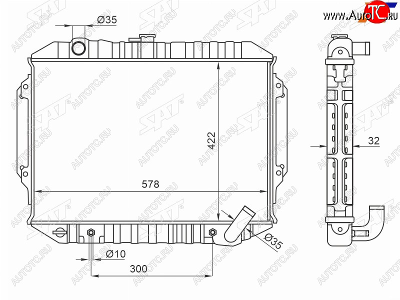 12 349 р. Радиатор охлаждающей жидкости SAT  Mitsubishi Pajero ( 2 V30/V40 5 дв.,  2 V20,  2 V30/V40,  3 V60) (1991-2003) дорестайлинг, дорестайлинг, рестайлинг, рестайлинг, дорестайлинг  с доставкой в г. Королёв