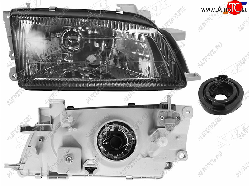 2 349 р. Фара правая (чёрный хрусталь) SAT Toyota Carina E T190 седан дорестайлинг (1992-1996)  с доставкой в г. Королёв