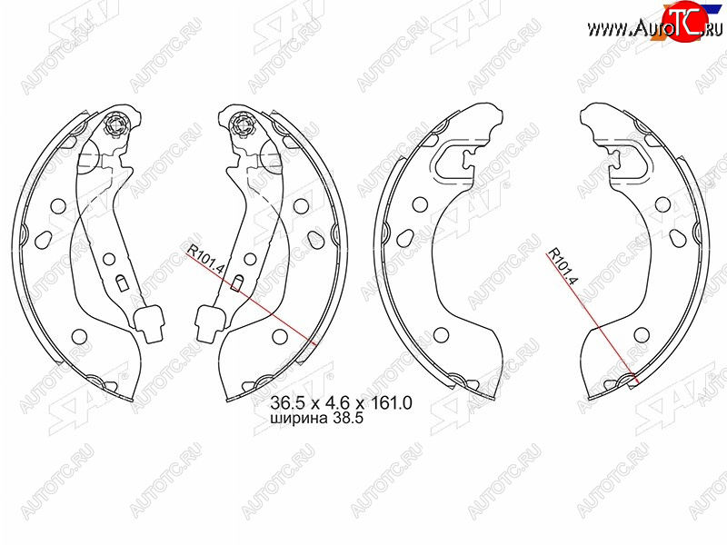 2 379 р. Колодки тормозные барабанные задние RH-LH SAT  Nissan Almera  G15 - Tiida  1 седан  с доставкой в г. Королёв