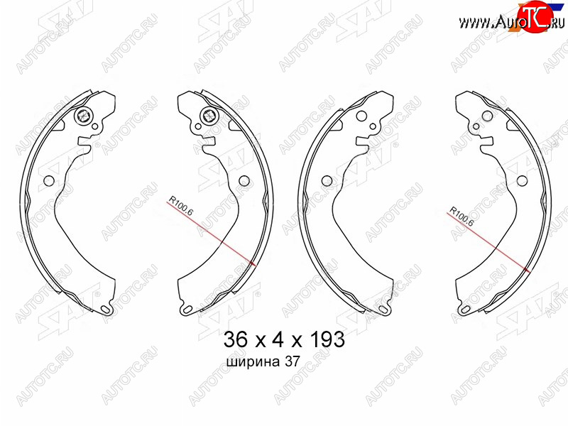 1 299 р. Колодки тормозные барабанные задние RH-LH SAT  Mitsubishi Carisma - Lancer ( 7,  8)  с доставкой в г. Королёв