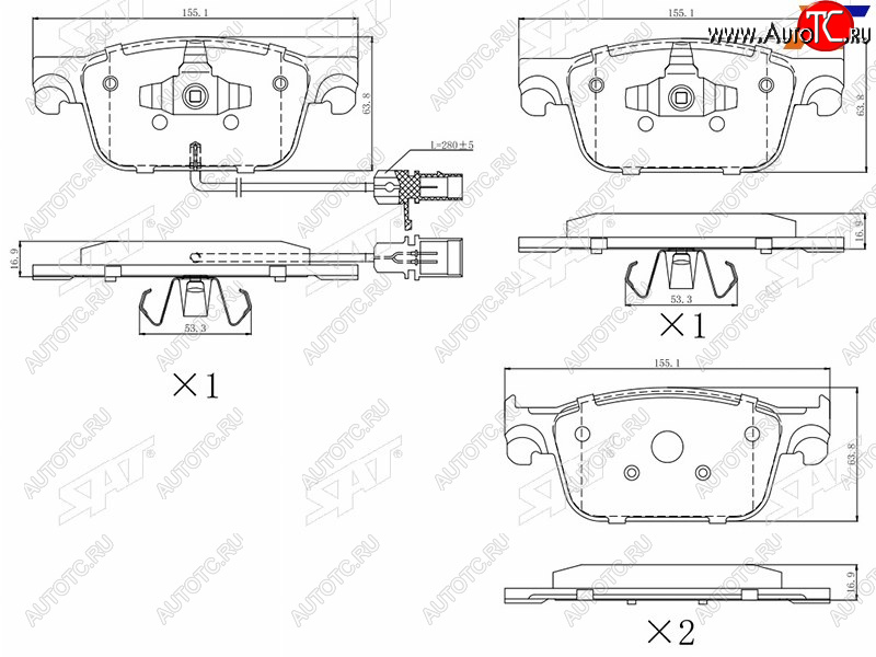 1 599 р. Колодки тормозные перед FL-FR SAT  Audi A4 ( B8,  B9) - S5  8T  с доставкой в г. Королёв